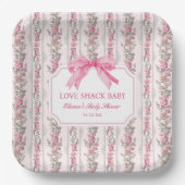 Assiettes En Carton Baby shower Pink Bow Love Shack (Recto)
