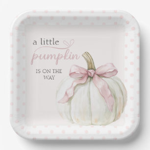 Assiettes En Carton Baby shower Pois blanc Citrouille