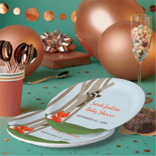 Assiettes En Carton Baby shower pour bébés Woodland
