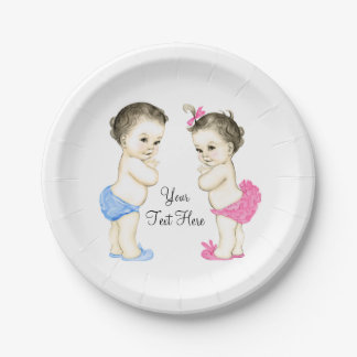 Assiettes En Carton Baby Shower pour de Adorables Jumeaux Fille et Gar