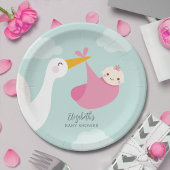 Assiettes En Carton Baby shower pour fille de groupe de Stork