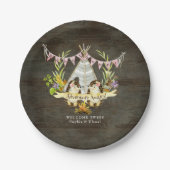 Assiettes En Carton Baby shower pour filles jumelles Hedgehog Adventur (Devant)