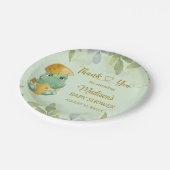 Assiettes En Carton Baby shower pour garçons de dinosaures vert (Angle)
