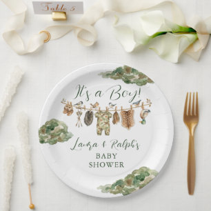 Assiettes En Carton Baby Shower pour l'arrivée d'un garçon canard chas