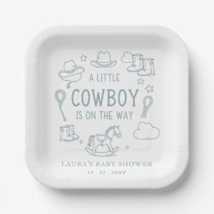Assiettes En Carton Baby-Shower pour Petit Garçon Cow-Boy