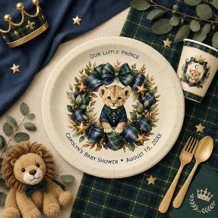 Assiettes En Carton Baby Shower pour Petit Prince Garçon Bleu Marine