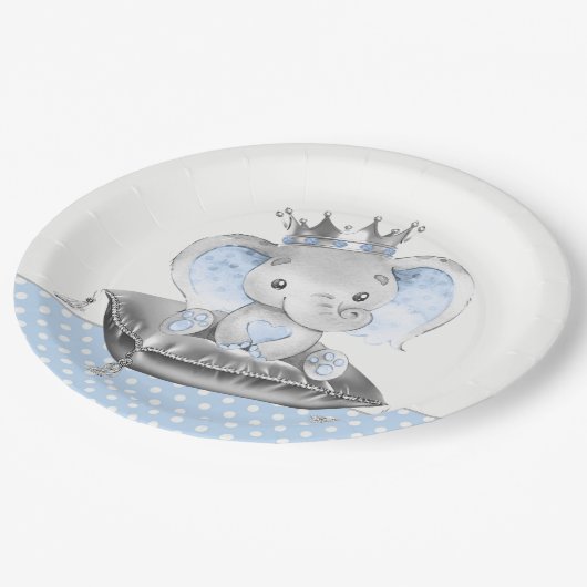 Assiettes En Carton Baby shower Prince Eléphant (Angle)