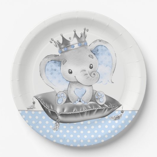 Assiettes En Carton Baby shower Prince Eléphant (Devant)