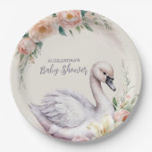 Assiettes En Carton Baby shower princesse de cygne rose rose pâle (Devant)