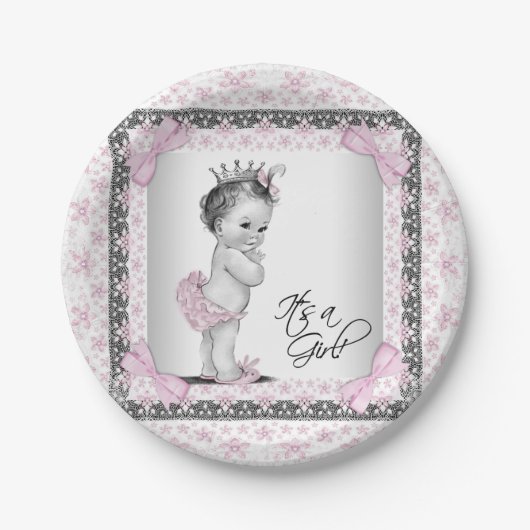 Assiettes En Carton Baby shower Princesse vintage (Devant)