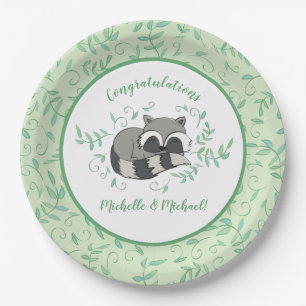 Assiettes En Carton Baby shower Raccoon