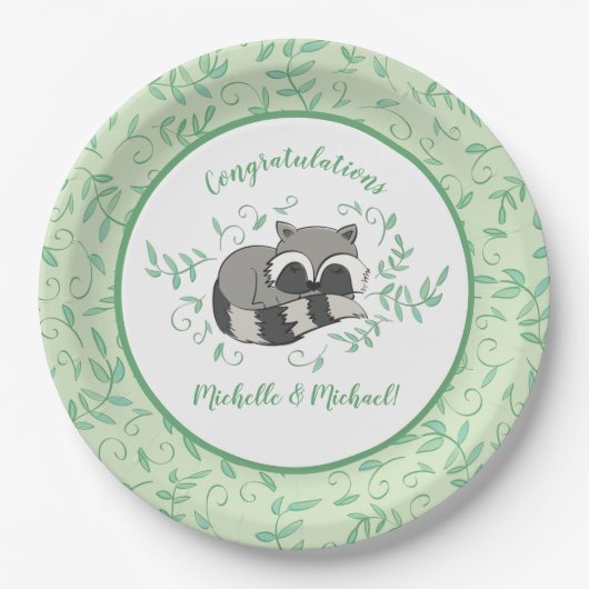 Assiettes En Carton Baby shower Raccoon (Devant)
