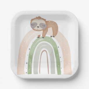 Assiettes En Carton Baby shower Rainbow Sloth