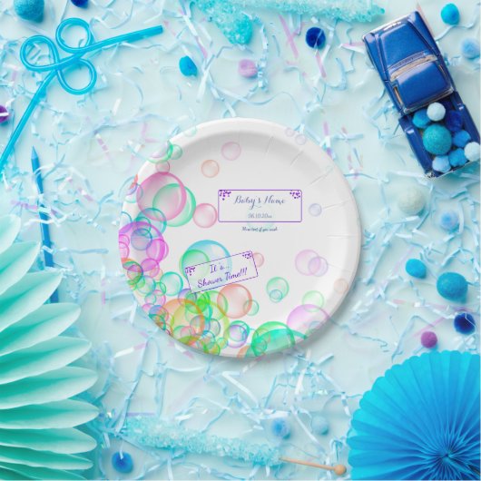 Assiettes En Carton Baby shower Rainbow Soap Bubbles (Fête)
