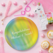Assiettes En Carton Baby shower Rainbow Tie Dye (Fête)