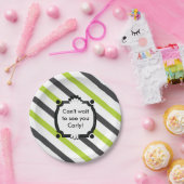 Assiettes En Carton Baby shower rayé vert et noir (Fête)