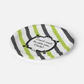 Assiettes En Carton Baby shower rayé vert et noir (Angle)