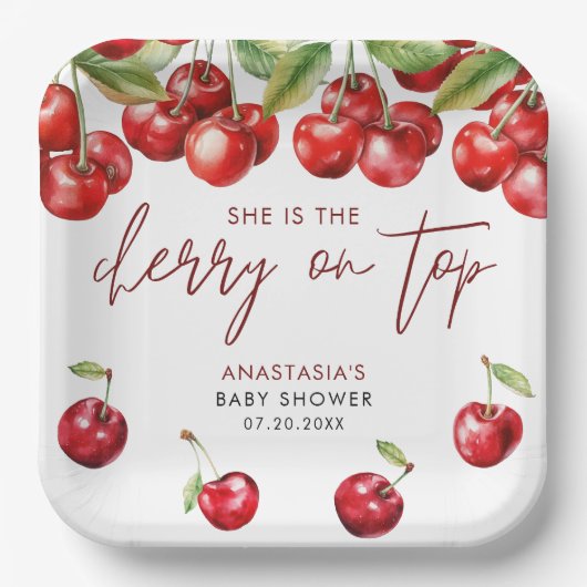 Assiettes En Carton Baby shower Red Cherry (Recto)
