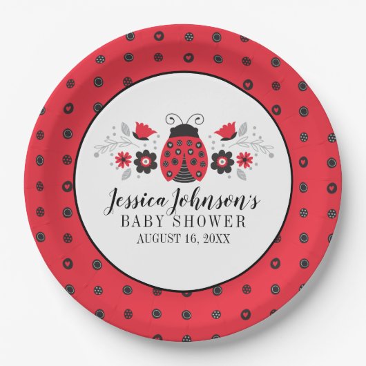 Assiettes En Carton Baby shower Red Ladybug (Devant)