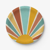 Assiettes En Carton Baby shower Retro Boho Sunshine (Devant)