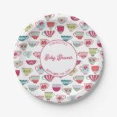 Assiettes En Carton Baby shower Retro Tea Party (Devant)