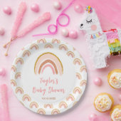 Assiettes En Carton Baby shower rose arc-en-ciel Boho (Fête)