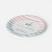 Assiettes En Carton baby shower rose bleu jumeau typographie papier mo (Angle)