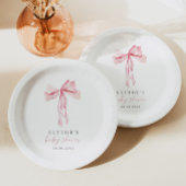 Assiettes En Carton Baby shower rose Bow Papier Plaque Girl Blush Ribb