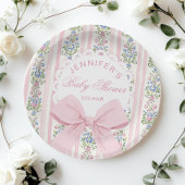 Assiettes En Carton Baby shower Rose Coquette Blush Pink Bow