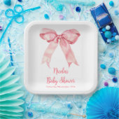 Assiettes En Carton Baby shower rose Coquette Bow (Fête)
