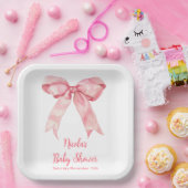 Assiettes En Carton Baby shower rose Coquette Bow (Fête)
