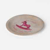 Assiettes En Carton Baby shower rose de cheval de basculage (Angle)