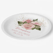 Assiettes En Carton Baby shower Rose de Parties scintillant d'or rose (Angle)