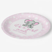 Assiettes En Carton Baby shower rose Eléphant mou (Angle)