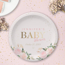 Baby shower Rose Floral Gold Girl