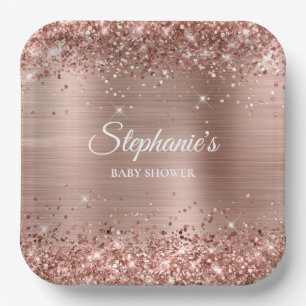 Assiettes En Carton Baby Shower Rose Gold Pailleté