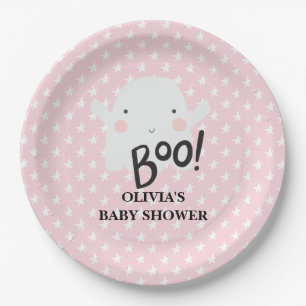 Assiettes En Carton Baby Shower Rose Halloween Petit Fantôme
