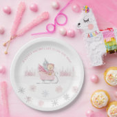 Assiettes En Carton Baby shower rose Little Snowflake (Fête)