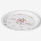 Assiettes En Carton Baby shower rose Little Snowflake (Angle)
