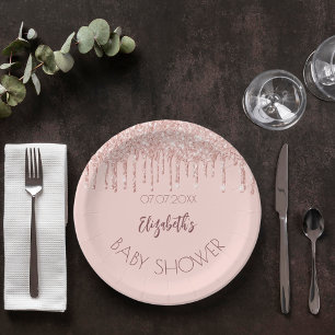 Assiettes En Carton Baby shower rose or parties scintillant drids nom