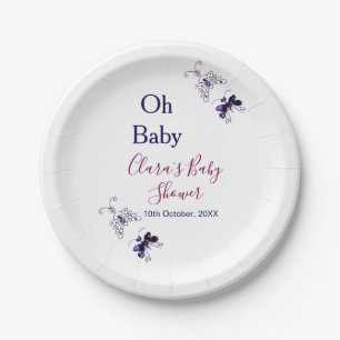 Assiettes En Carton Baby shower rose papillon violet oh bébé moderne