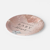 Assiettes En Carton Baby shower rose parties scintillant d'or éléphant (Angle)