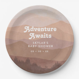 Assiettes En Carton Baby shower rose rétro des monts Boho
