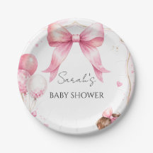 Baby Shower Rose Ruban Rose Aquarelle