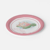 Assiettes En Carton Baby shower rose tortue de mer florale (Angle)