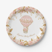 Assiettes En Carton Baby shower Rose Whimsical Hot Air (Devant)