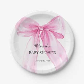 Assiettes En Carton Baby Shower Ruban Arc-en-ciel Rose