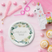 Assiettes En Carton Baby shower Russe Wreath Albâtre Roses ivoire (Fête)