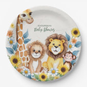 Assiettes En Carton Baby shower Rustic Jungle Safari Animaux (Devant)