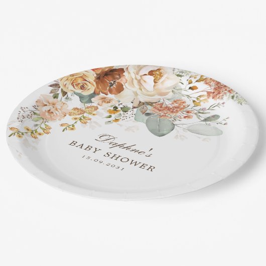 Assiettes En Carton Baby shower Rustique Boho Terracotta (Angle)